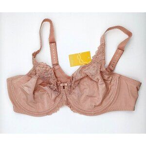 Delimira Minimizer Bra 42C Underwire Beige Lace Trim W578 NEW